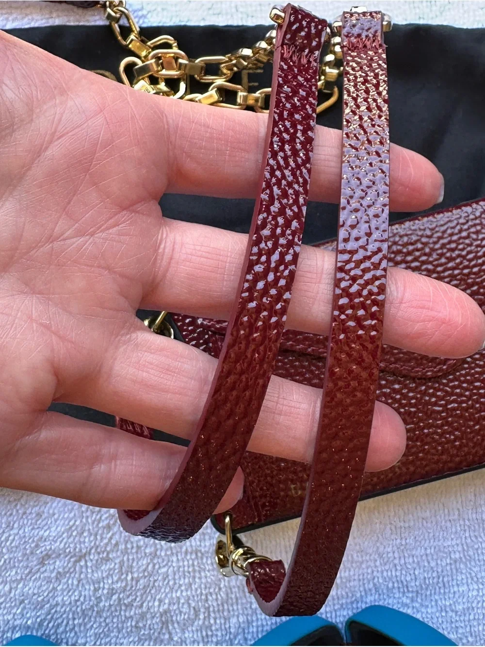 Bandolier Textured Leather Phone Case w/ Card Pocket, Strap & Gold Hand Strap